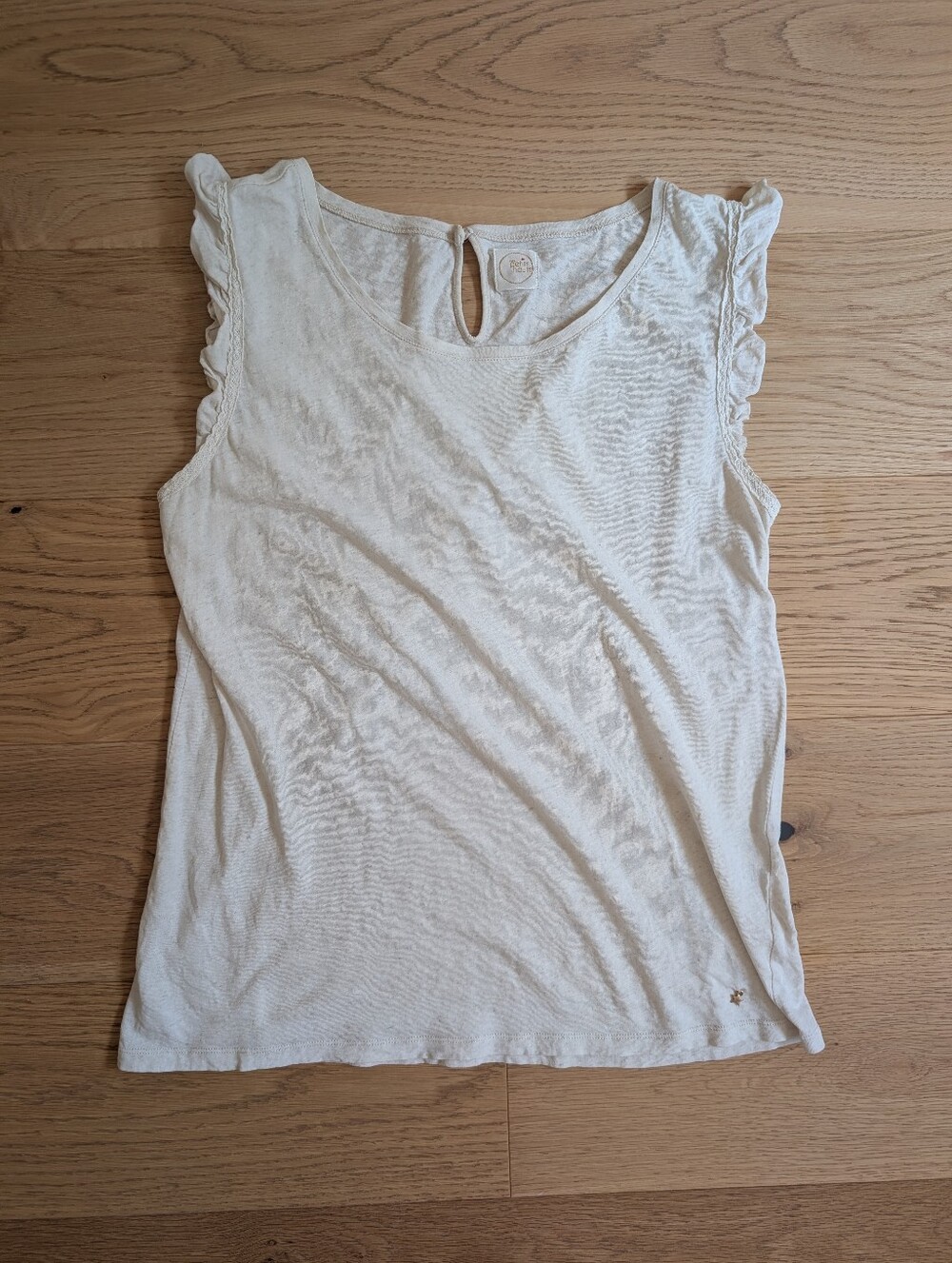 Des Petits Hauts Natural Ruffle Sleeve Top